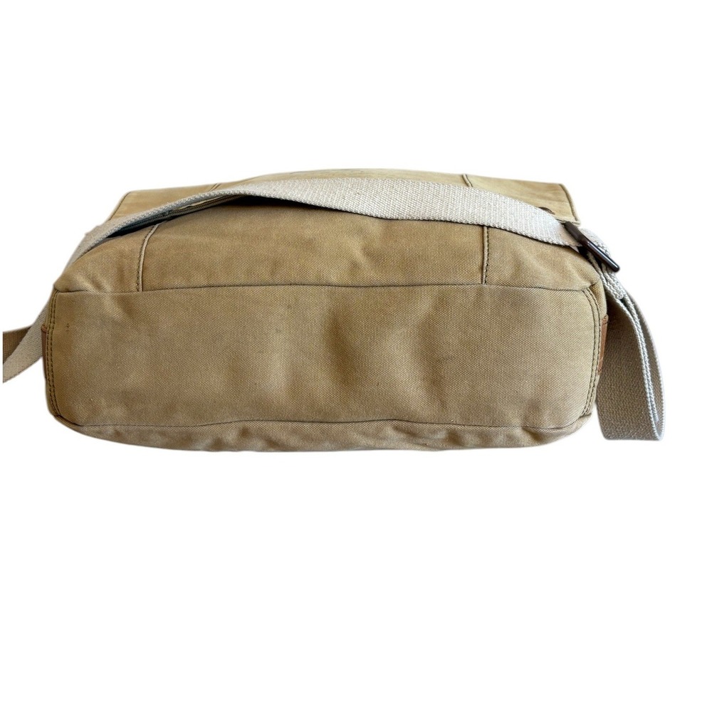 Fossil 54 Factory Machines Large Messenger Bag Khaki Canvas Leather Crossbody - Picture 5 of 8